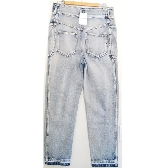 Isabel Marant Eliot High Waist Tapered Leg Jeans Size 38 Light Wash Blue - Picture 3 of 10